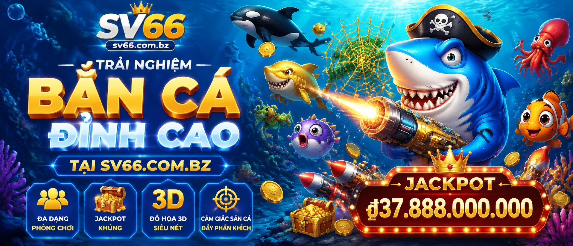 Bắn Cá Đại Dương với chủ đề biển xanh và boss fish