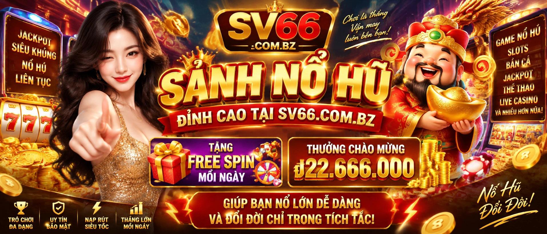 Danh mục nổ hũ SV66 trên giao diện tối, bố cục rõ cho mobile