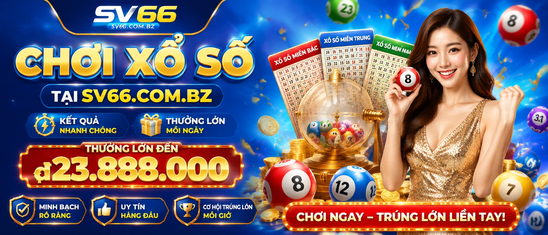 Bố cục xổ số SV66 trên điện thoại với điều hướng nhanh